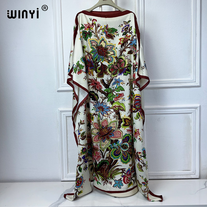 Quality Summer Clothing For Women - WINYI高品質アフリカ服フリーサイズ女性ファッションボホプリントカフタンマキシアバヤドバイラグジュアリームスリム女性アフリカンドレス