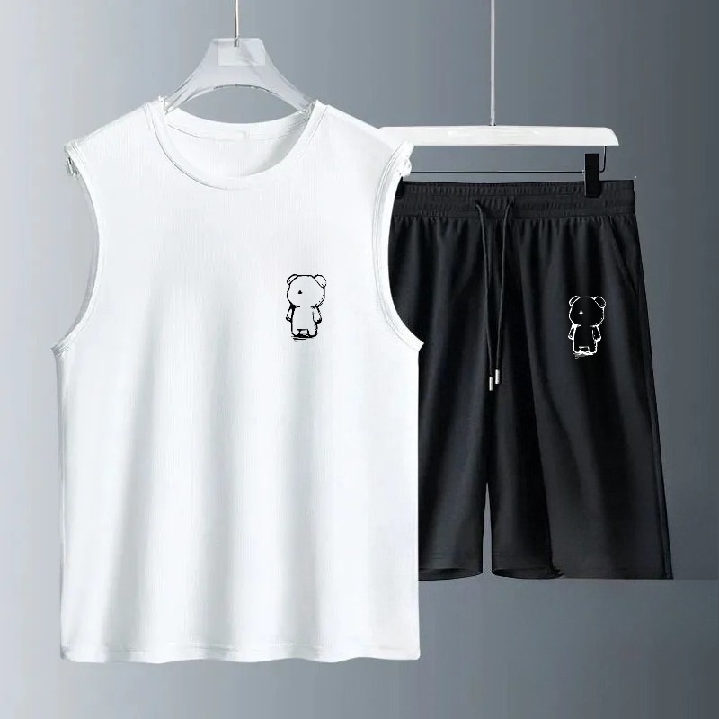 Summer Clothing - メンズタンクトップセット 2026年夏 速乾性スポーツウェア 通気性のあるランニングウェア オーバーサイズ ビーチスポーツ