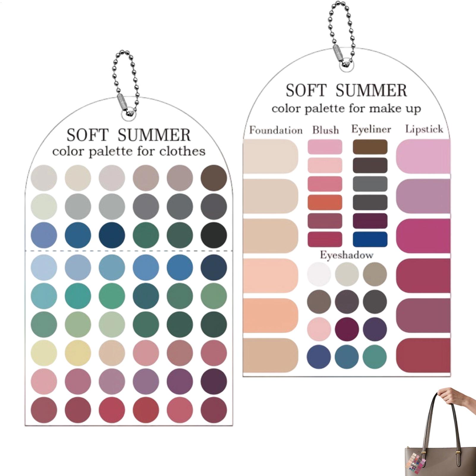 Summer Clothing Guide - 2 個のアクリル季節別パレットソフトサマーカラーパレットカードカラーサンプルカード衣類メイクアップ口紅用マッチングガイド