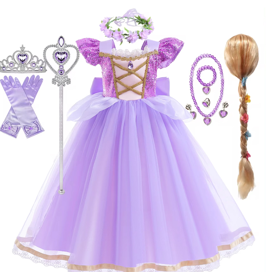 Summer Clothing For Kids Girls - 夏ラプンツェルガールプリンセスドレスコスプレもつれたハロウィン誕生日パーティー Vestido 子供の誕生日衣装