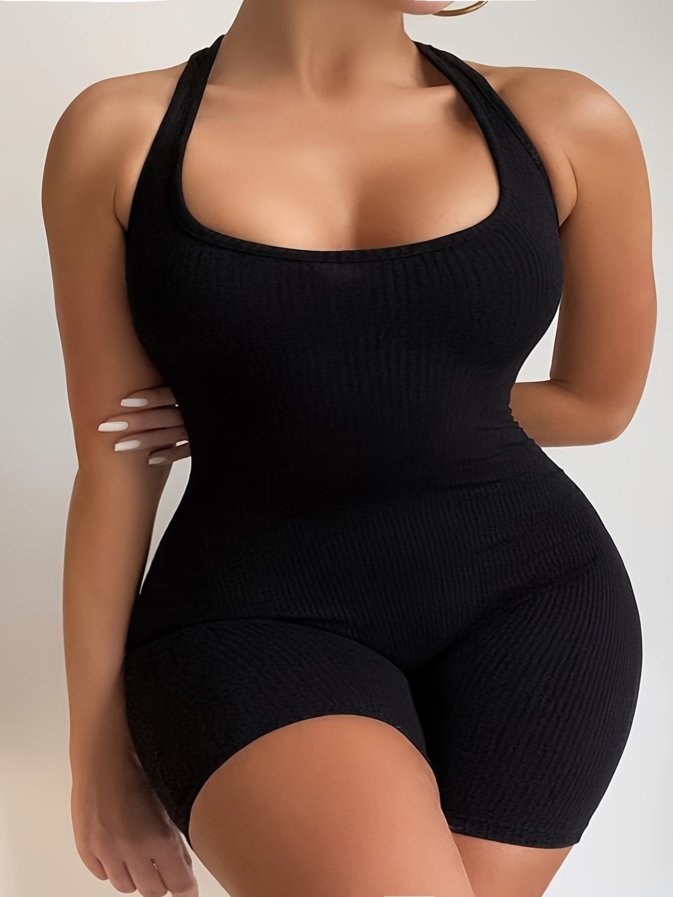 Summer Clothing Plus Size - 女性用ホルタースポーツジャンプスーツ,単色,セクシー,裸の背中,ファッショナブル,新しい,大型,夏