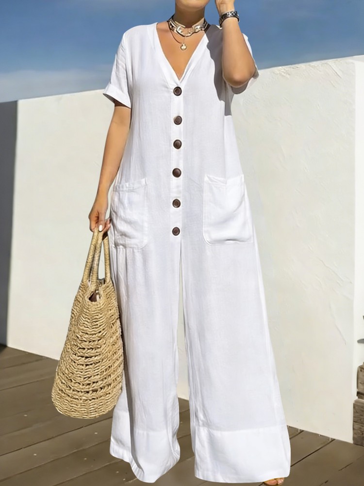 Summer Clothing Plus Size - プラスサイズ女性服ジャンプスーツ夏服ブルーアーバンレジャーボディスーツ新作2026ワイドレッグジャンプスーツ卸売ドロップシッピング