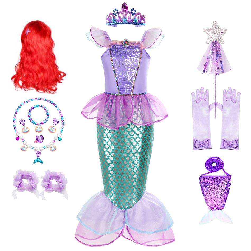 Summer Clothing For Kids Girls - 女の子のための人魚のハロウィーンの衣装、子供のドレス、プリンセスコスチューム、カーニバルパーティー、誕生日プレゼント