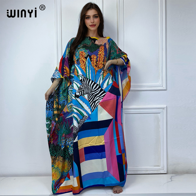 Quality Summer Clothing For Women - WINYI 新しい高品質プリントカフタン ファッション アフリカ服 ビーチカバーアップ 女性用イブニングドレス