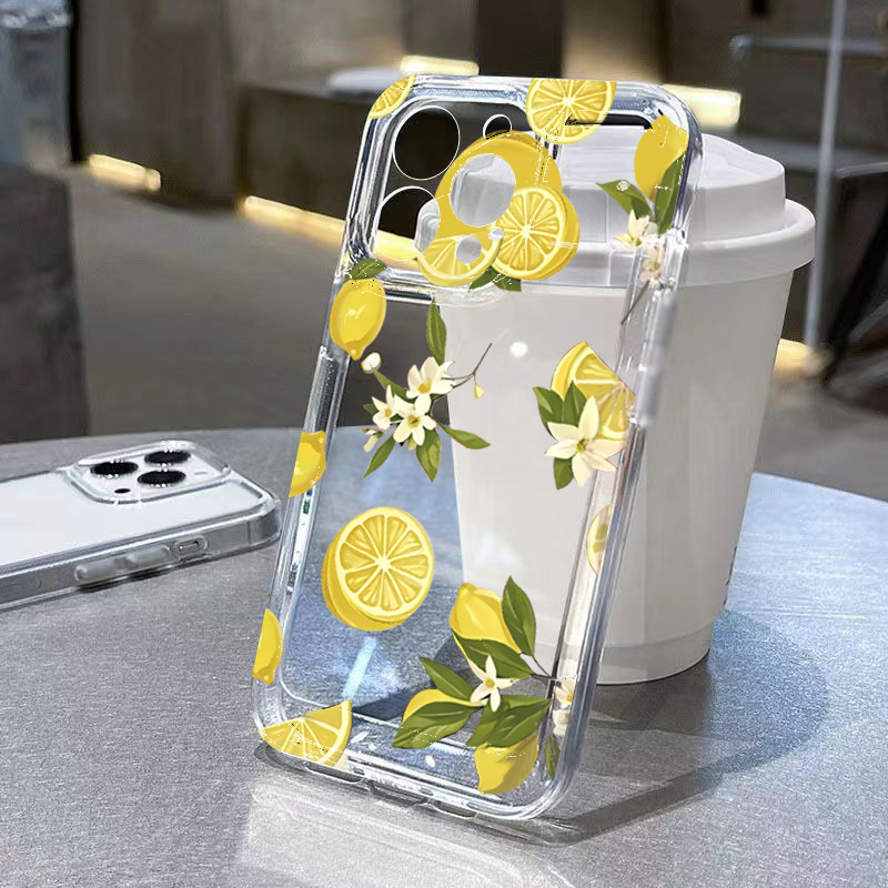 Summer Closet - サマーフルーツレモンフラワークリアスマホケース Samsung Galaxy S25 S24 S23