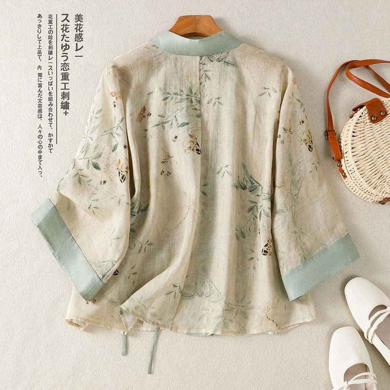 ヴィンテージ花柄プリントショート着物カーディガン女性春夏ラッ - Summer Clothing Wraps のレビューと価格