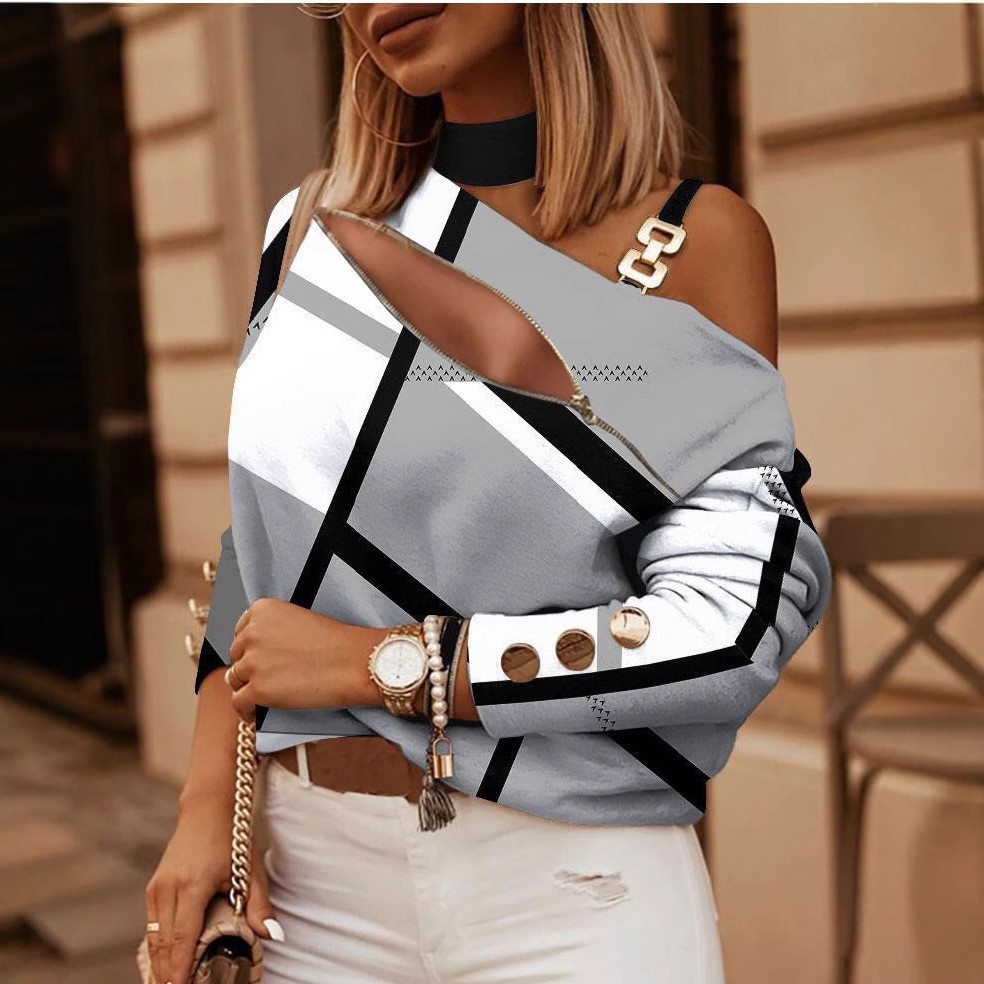 レディース オフショルダー ブラウス ボタンディテール チェ - Off Shoulder Blouse のレビューと価格