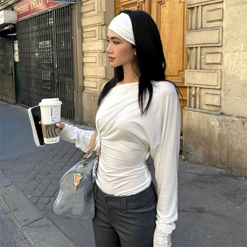 2026年 レディース ワンショルダートップ 長袖Tシャツ  - Off Shoulder Blouse のレビューと価格