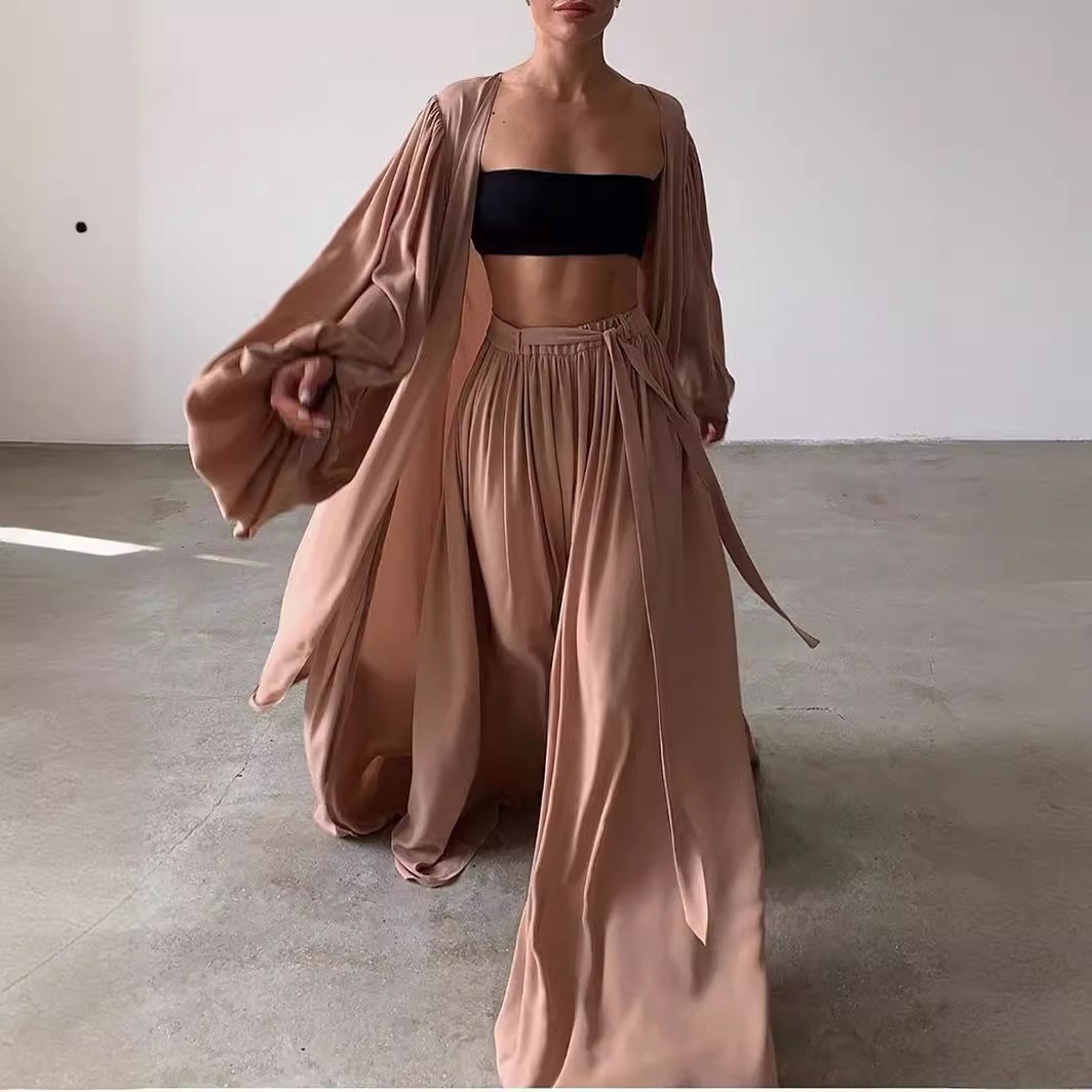 夏春の女性服ツーピースセット長袖ランタンスリーブ無地衣装女性 - Summer Clothing のレビューと価格