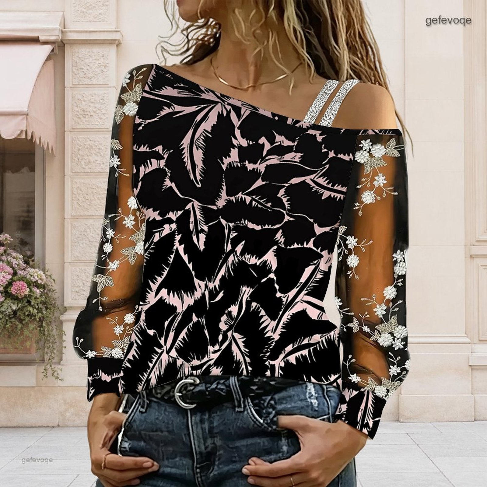 女性用オフショルダーブラウス、アシンメトリーなワンショルダー - Off Shoulder Blouse のレビューと価格