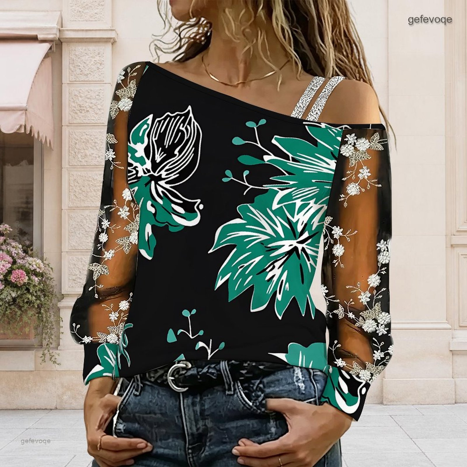 女性用オフショルダーブラウス、アシンメトリーなワンショルダー - Off Shoulder Blouse のレビューと価格