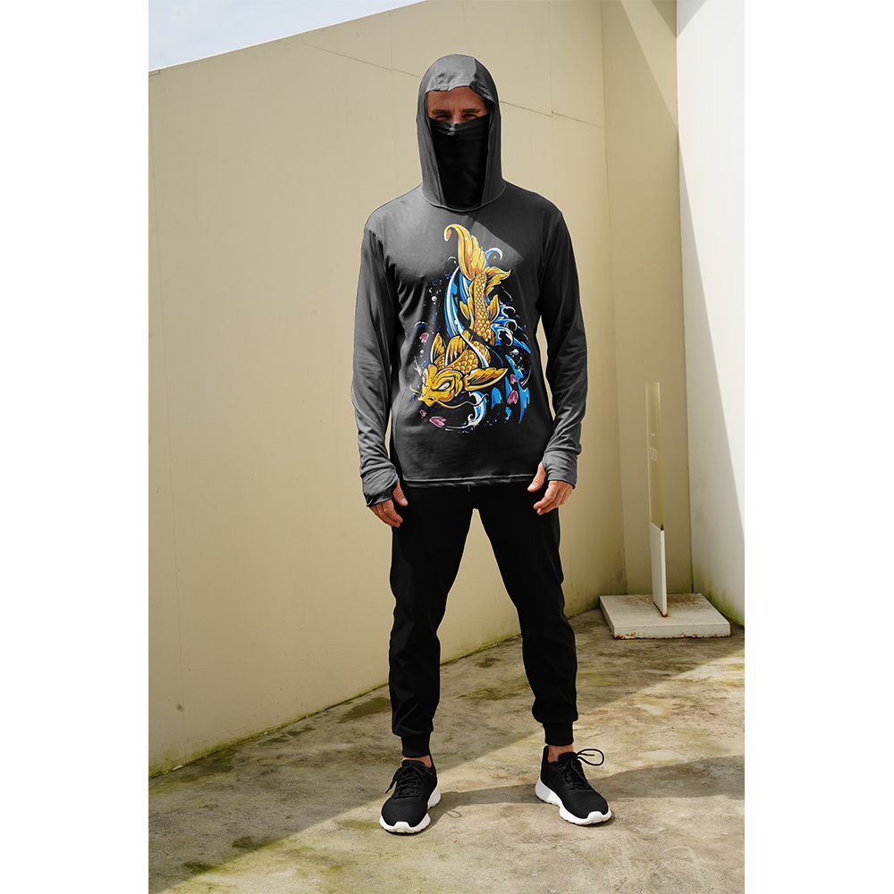 釣り用シャツ メンズ 日焼け防止 フード付きマスク 一体型  - Summer Knit Clothing のレビューと価格