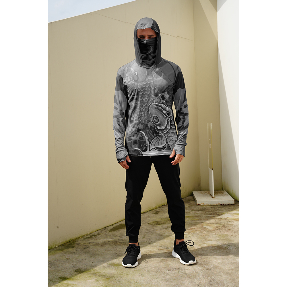 釣り用シャツ メンズ 日焼け防止 フード付きマスク 一体型  - Summer Knit Clothing のレビューと価格