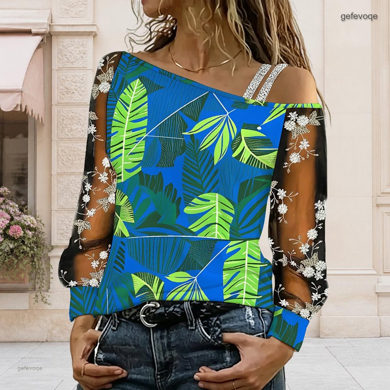 女性用オフショルダーブラウス、アシンメトリーなワンショルダー - Off Shoulder Blouse のレビューと価格