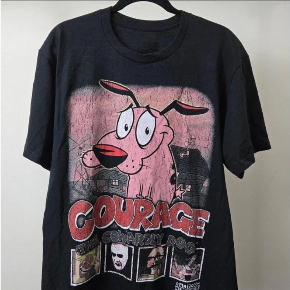 夏ヴィンテージ勇気卑怯な犬漫画プリント半袖 Tシャツレトログ - Summer Clothing For Women のレビューと価格