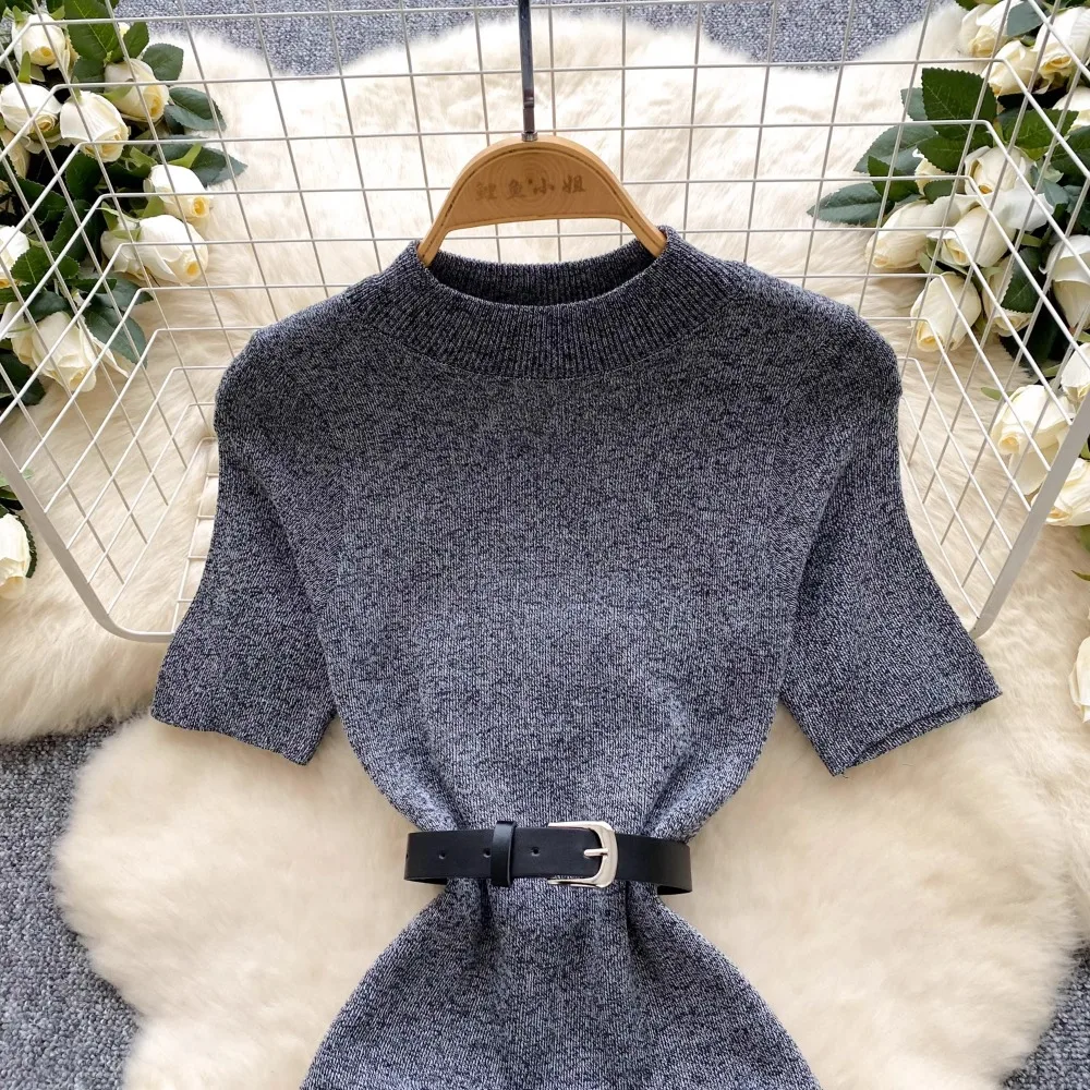 新しいシックなファッションベルトラップヒップニットセータード - Summer Clothing Wraps のレビューと価格
