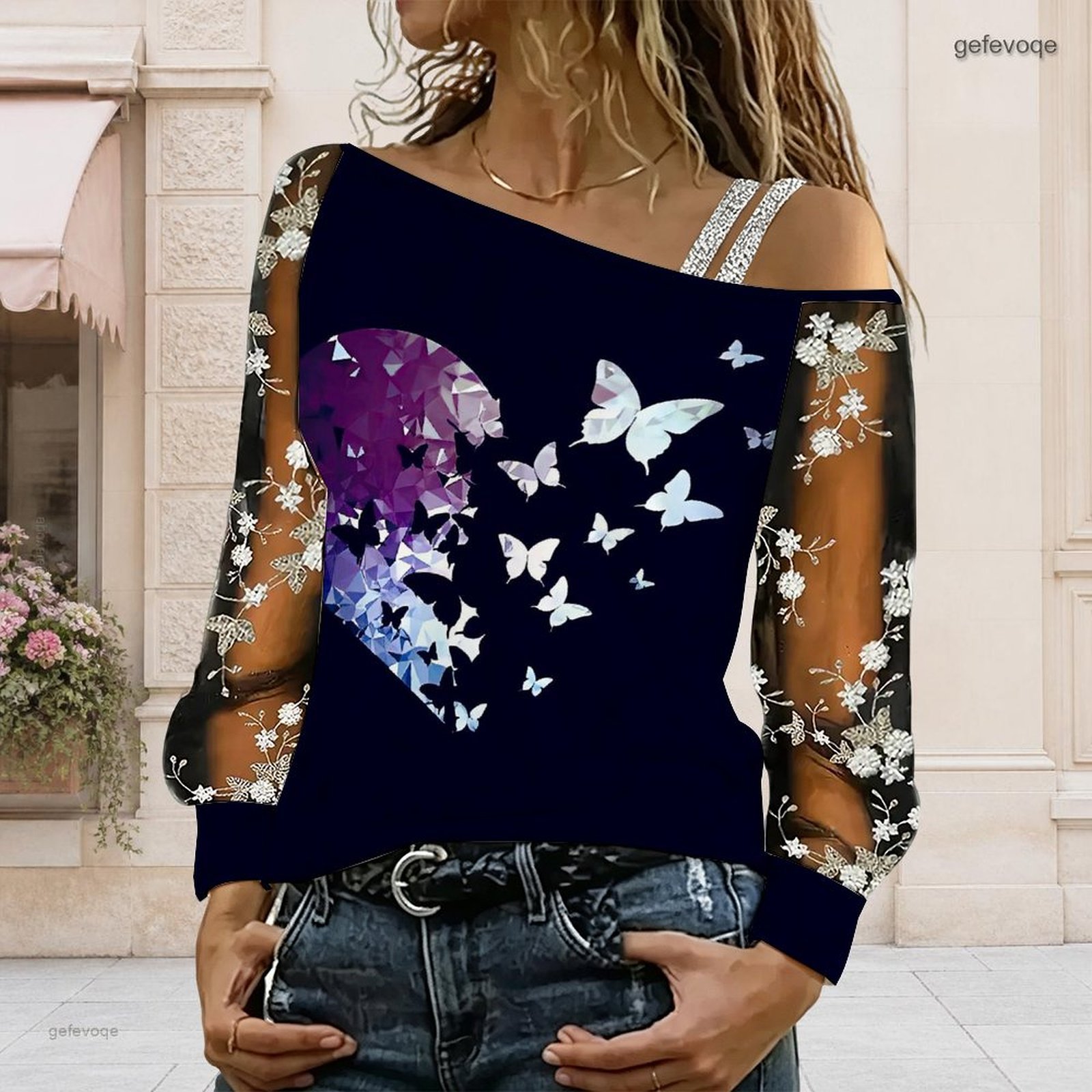 女性用オフショルダーブラウス、アシンメトリーなワンショルダー - Off Shoulder Blouse のレビューと価格