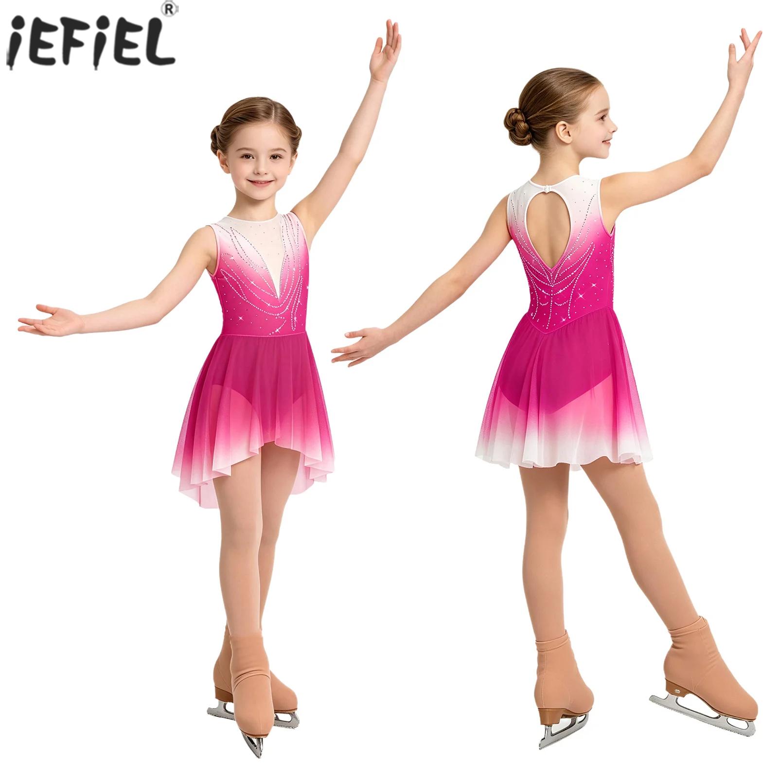キッズガールズフィギュアアイススケートリリカルダンスコスチュ - Summer Clothing For Kids Girls のレビューと価格