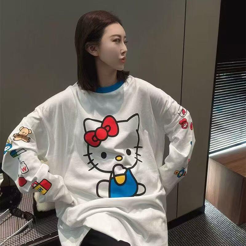 長袖ハローキティ夏の新スタイル漫画かわいいプリント Tシャツ - Summer Clothing のレビューと価格