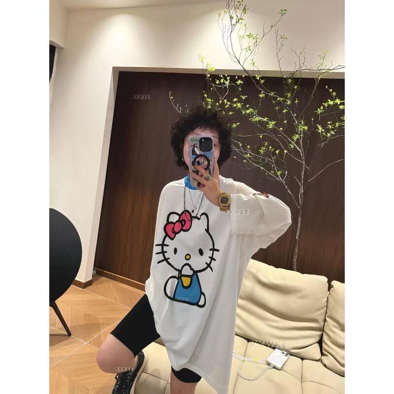 長袖ハローキティ夏の新スタイル漫画かわいいプリント Tシャツ - Summer Clothing のレビューと価格