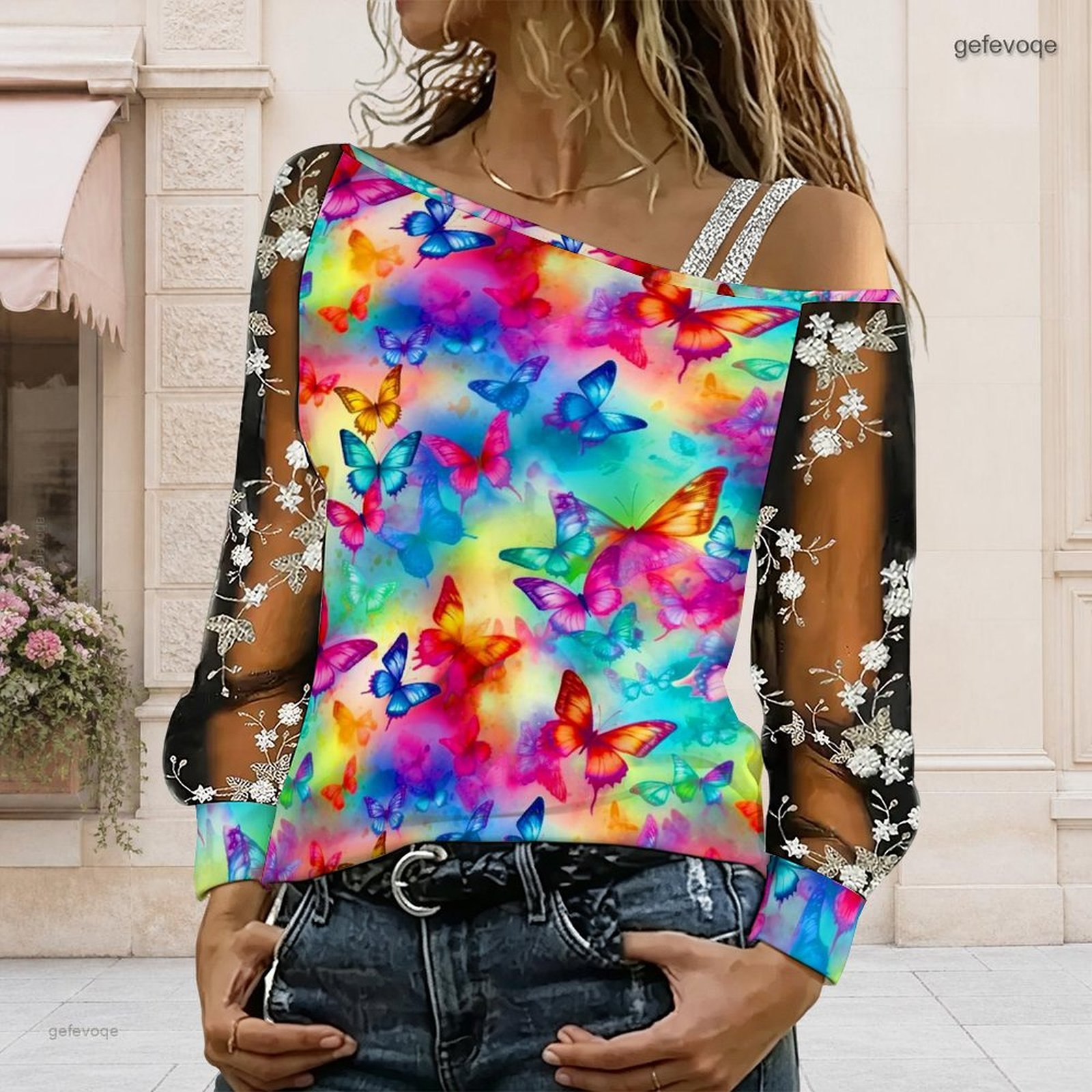 女性用オフショルダーブラウス、アシンメトリーなワンショルダー - Off Shoulder Blouse のレビューと価格