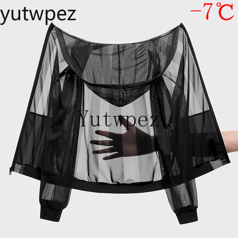 メンズアイスシルク日焼け防止服夏軽量通気性フード付き速乾ジャ - Summer Clothing Plus Size のレビューと価格