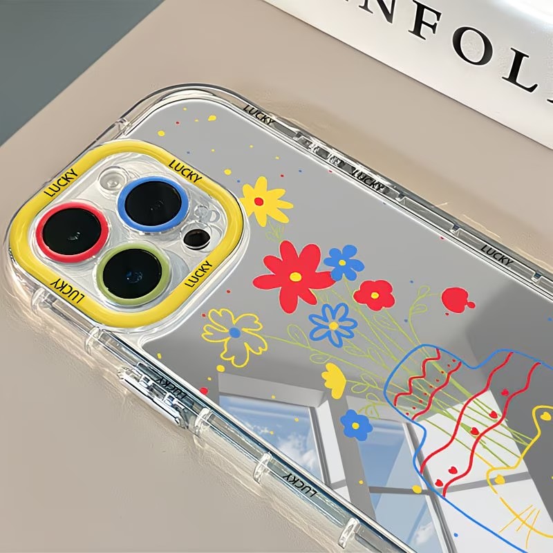 夏のデイジー柄猫花瓶デザインミラー付きスマホケース iPho - Summer Closet のレビューと価格
