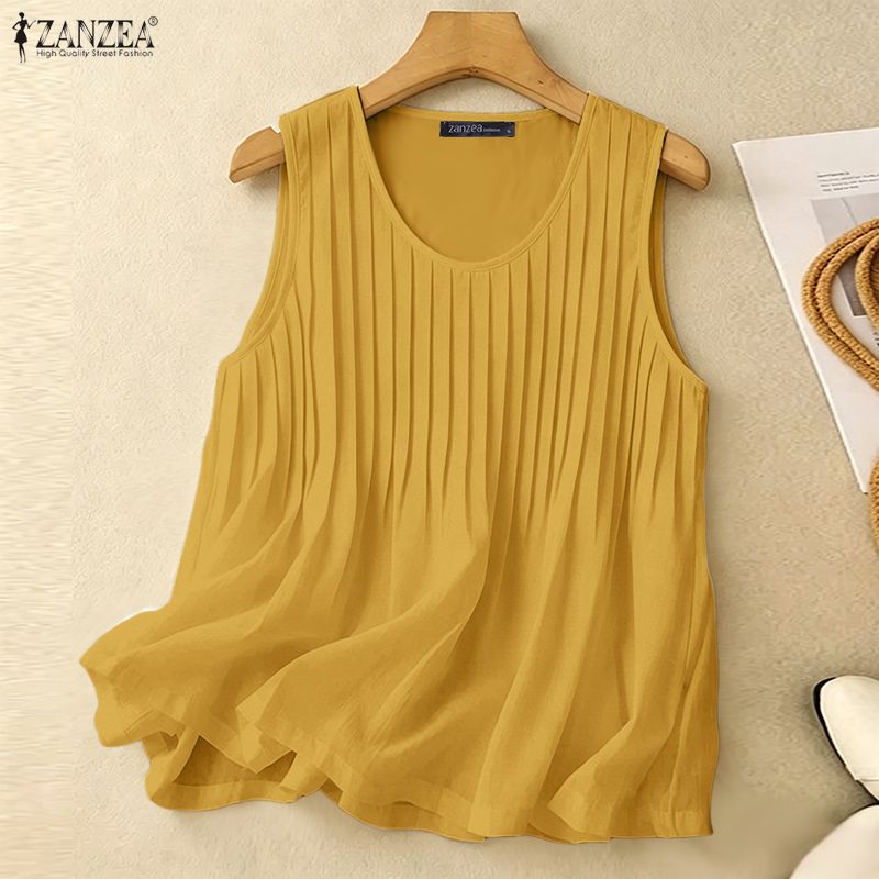 ZANZEA 女性夏ピンタックタンクトッププラスサイズカジュ - Summer Clothing Plus Size のレビューと価格