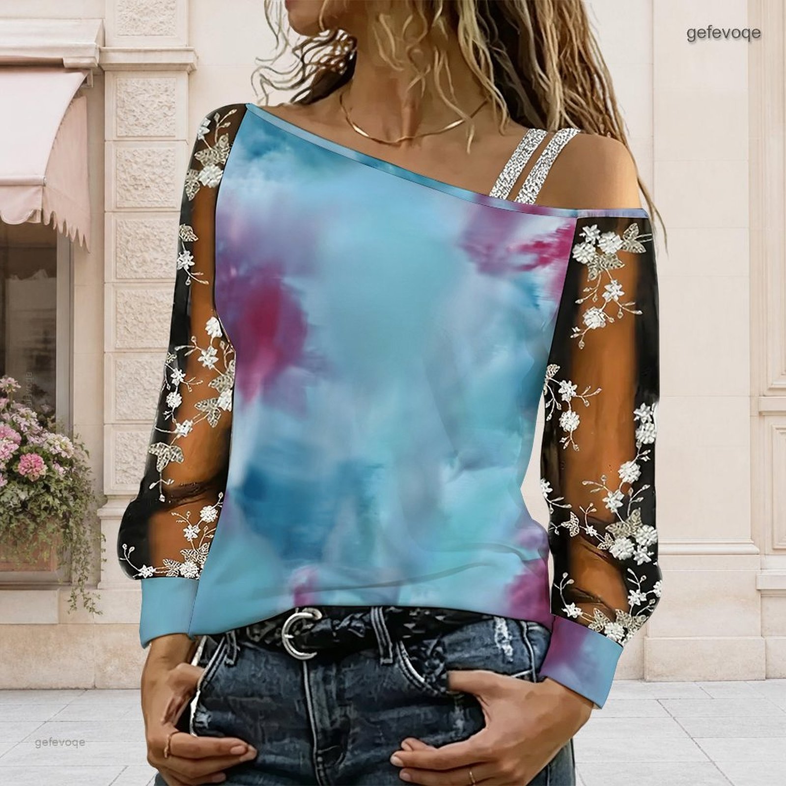 女性用オフショルダーブラウス、アシンメトリーなワンショルダー - Off Shoulder Blouse のレビューと価格