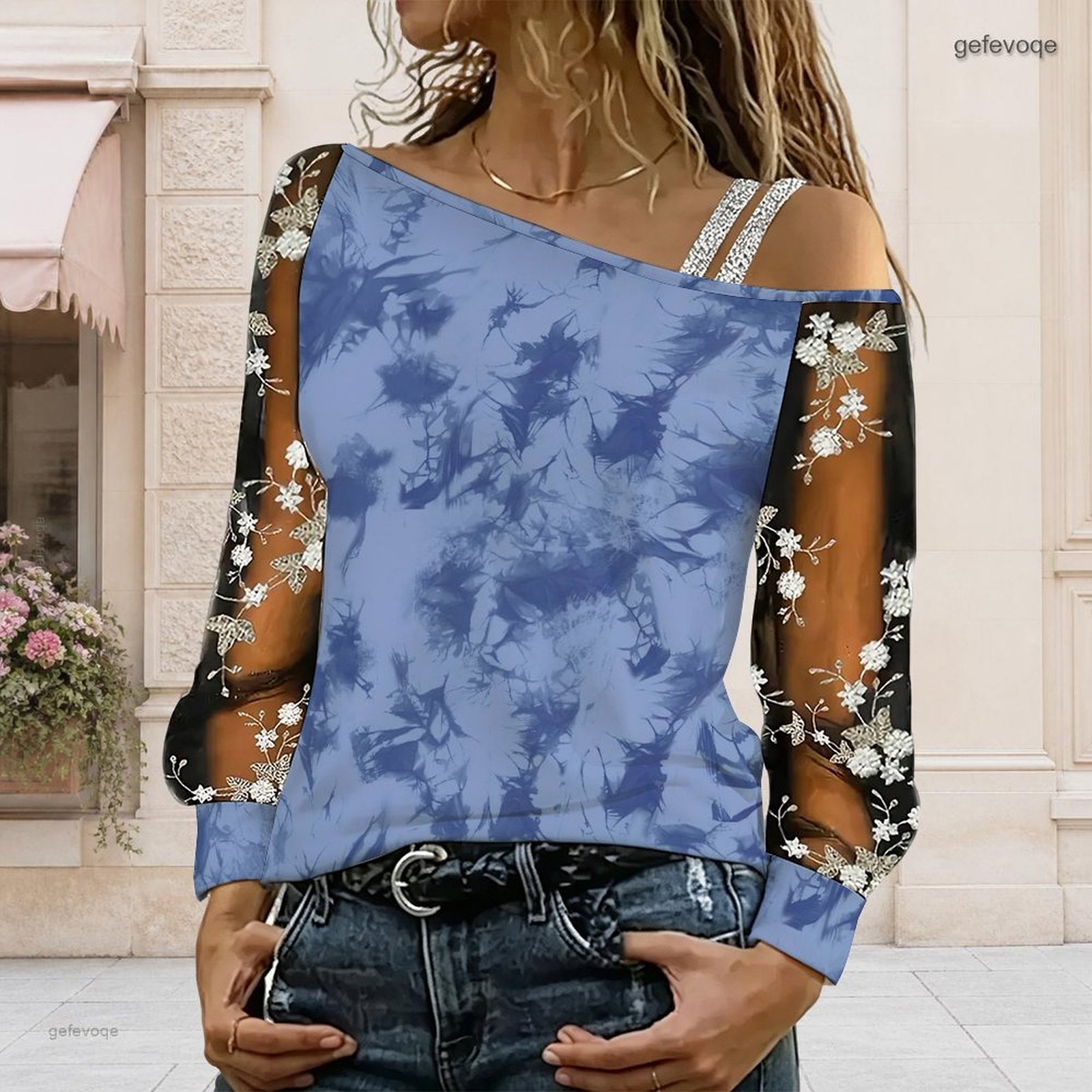 女性用オフショルダーブラウス、アシンメトリーなワンショルダー - Off Shoulder Blouse のレビューと価格
