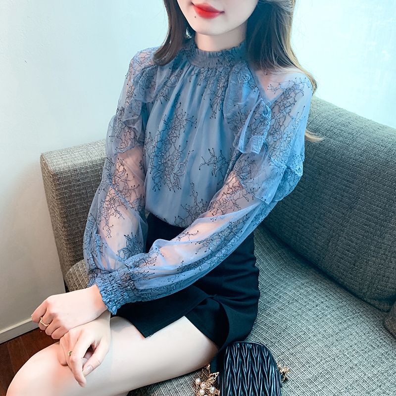 シフォン女性のシャツとブラウスレースの花高級デザイナー若々し - Summer Clothing Design のレビューと価格