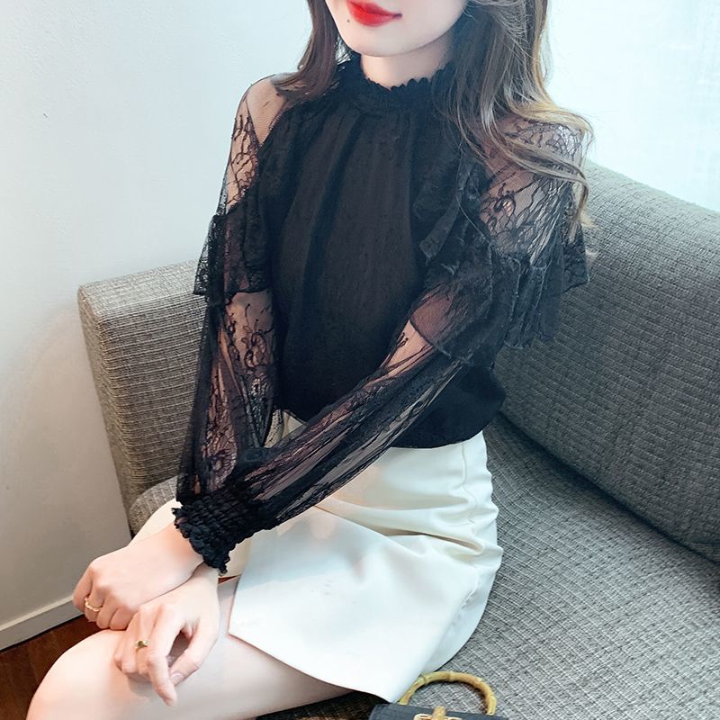 シフォン女性のシャツとブラウスレースの花高級デザイナー若々し - Summer Clothing Design のレビューと価格