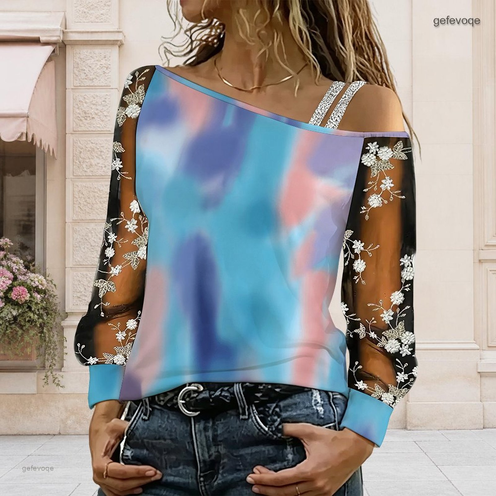 女性用オフショルダーブラウス、アシンメトリーなワンショルダー - Off Shoulder Blouse のレビューと価格