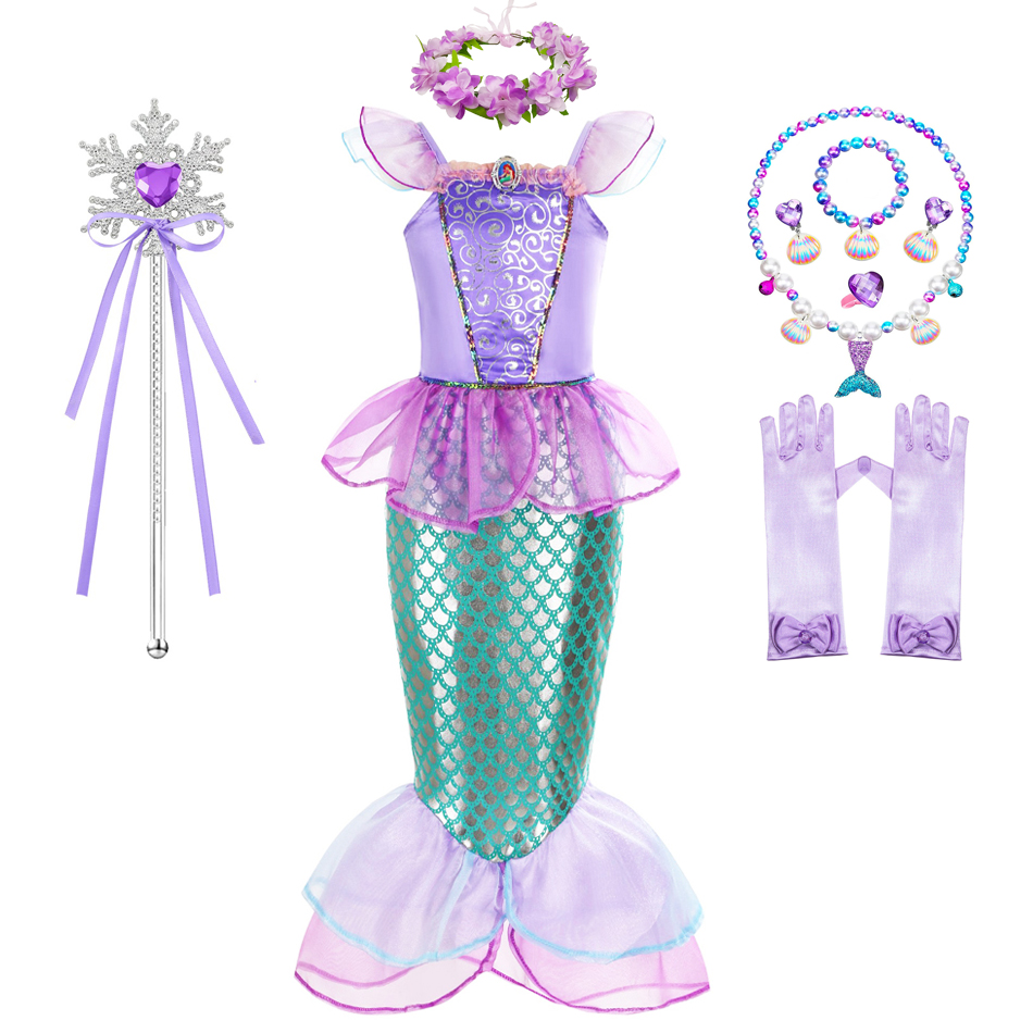 女の子のための人魚のハロウィーンの衣装、子供のドレス、プリン - Summer Clothing For Kids Girls のレビューと価格