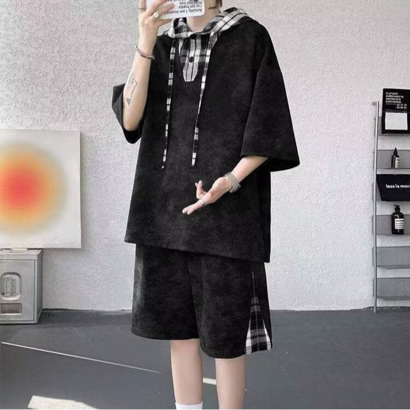 M-8XL プラスサイズ紳士服半袖フード付き T シャツ + - Summer Clothing Plus Size のレビューと価格