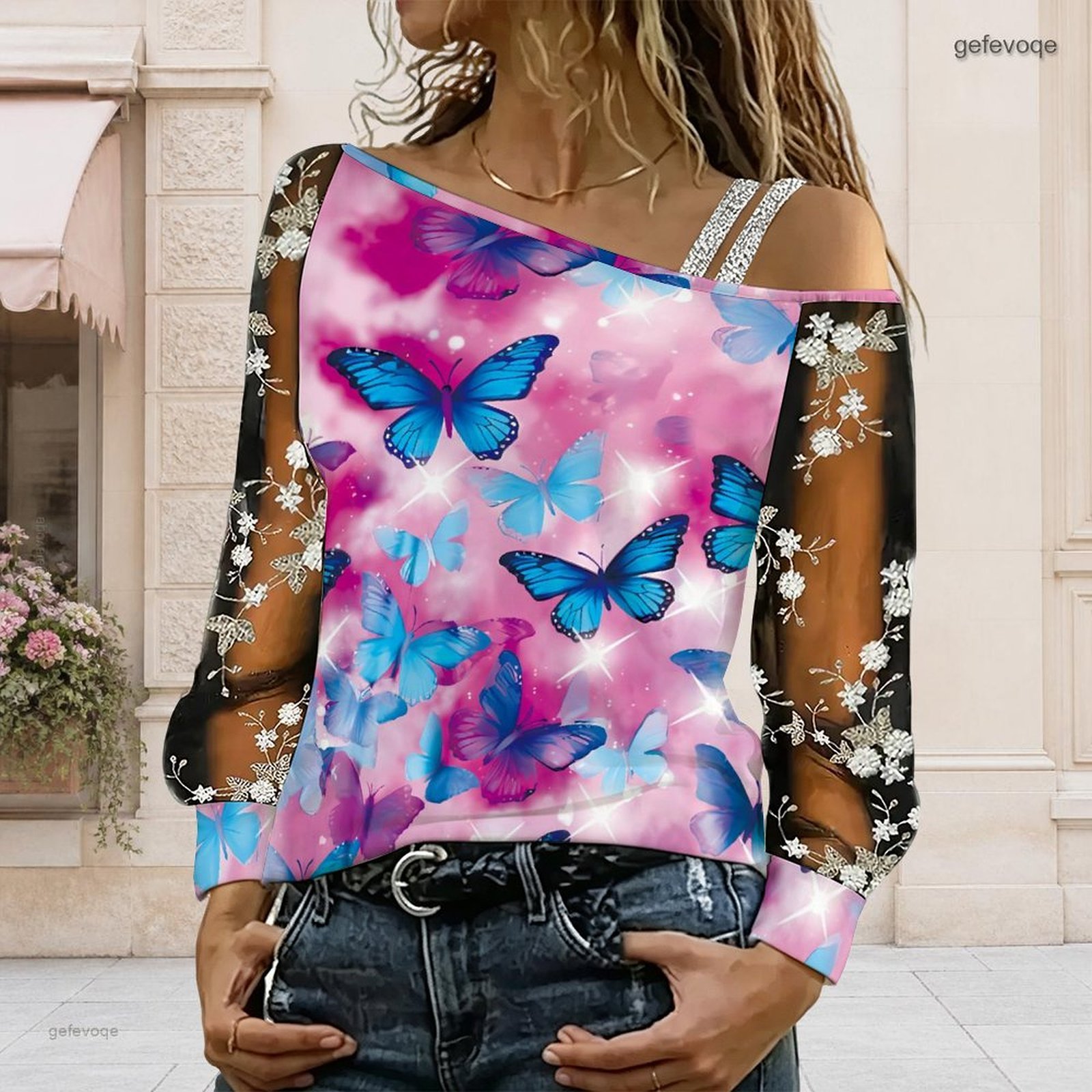 女性用オフショルダーブラウス、アシンメトリーなワンショルダー - Off Shoulder Blouse のレビューと価格