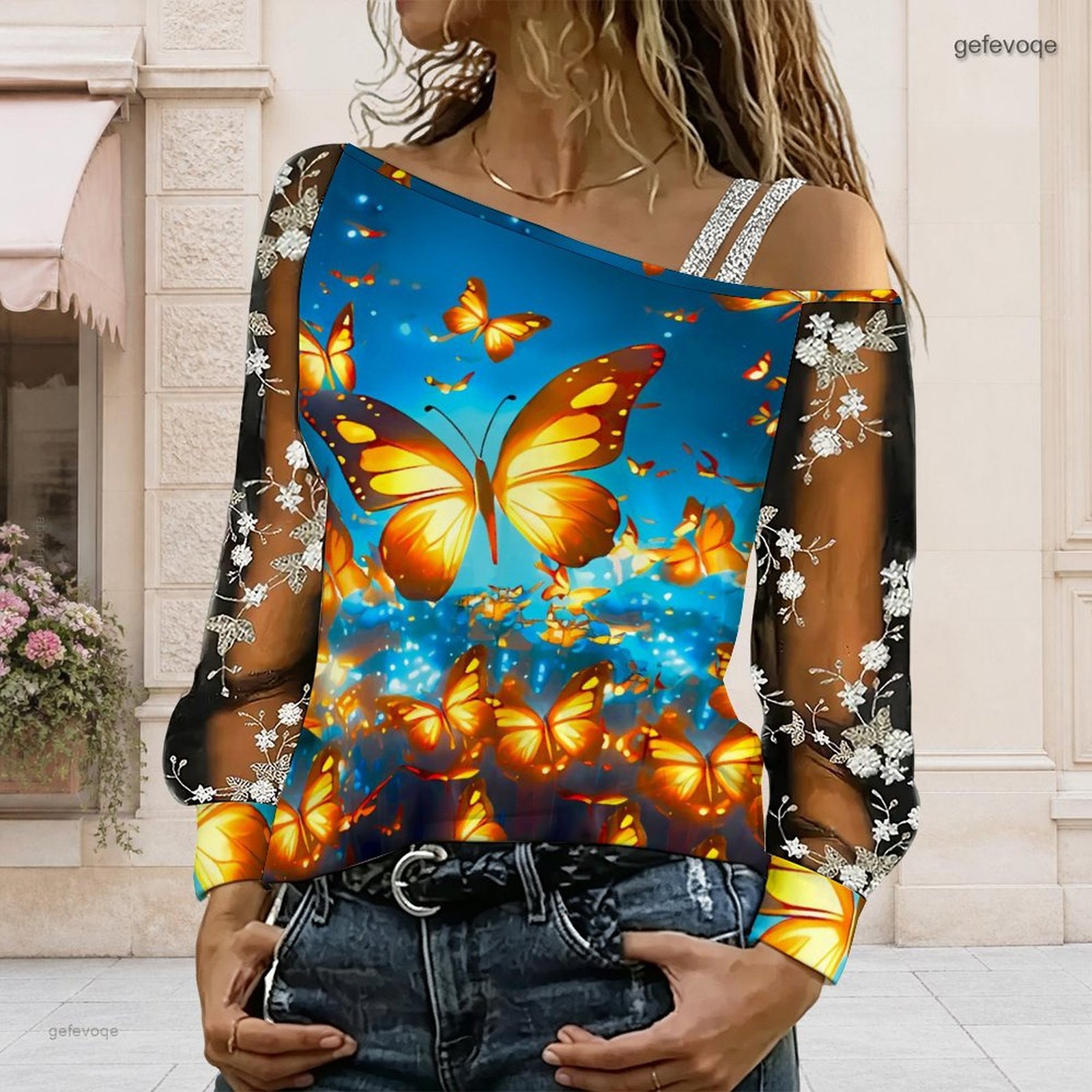 女性用オフショルダーブラウス、アシンメトリーなワンショルダー - Off Shoulder Blouse のレビューと価格