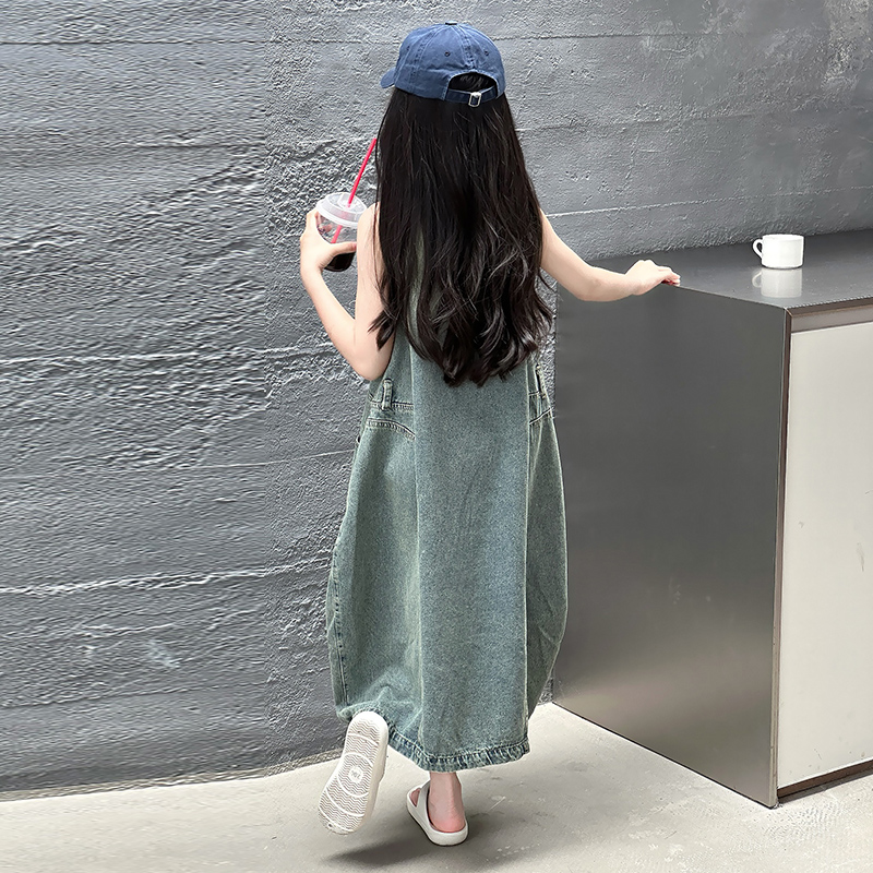 ヴィンテージブルー子供女の子高品質ノースリーブデニムドレスス - Summer Clothing For Girls のレビューと価格