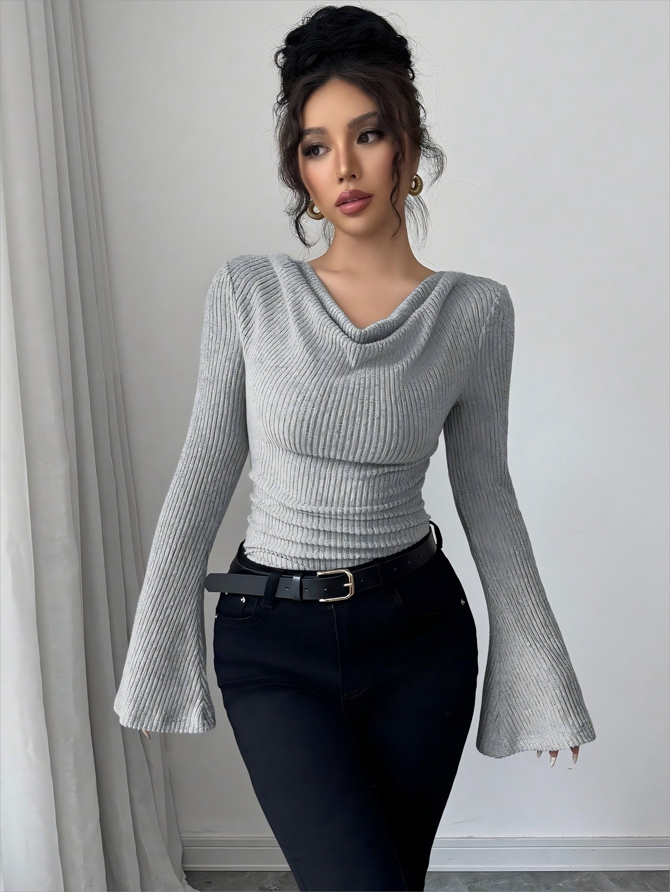 レディースブラウス オフショルダー カウルネックトップ 無地 - Off Shoulder Blouse のレビューと価格