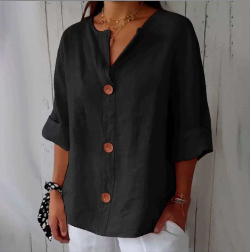 プラスサイズ ルーズシャツ＆ブラウス レディース Vネック  - Summer Clothing For Women のレビューと価格