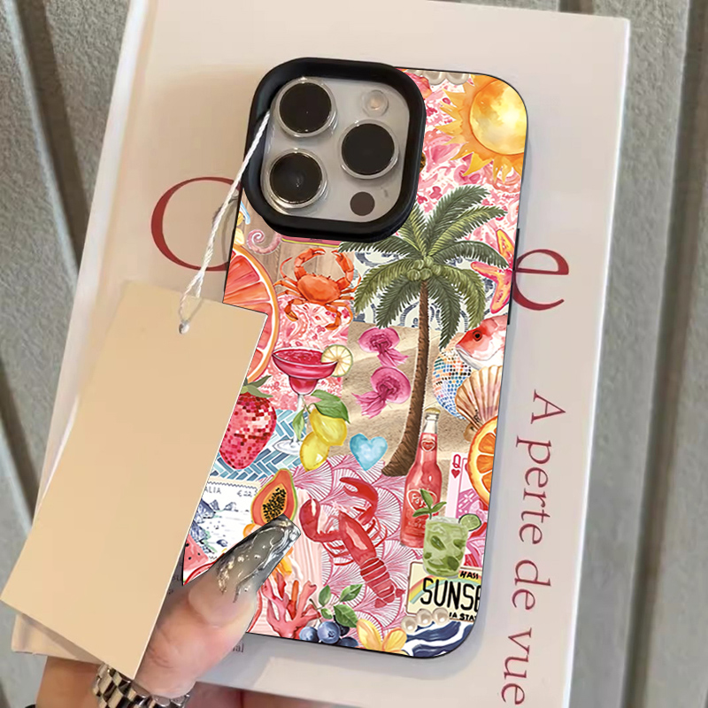 夏のビーチパーティーコラージュ柄ライチテクスチャスマホケース - Summer Closet のレビューと価格