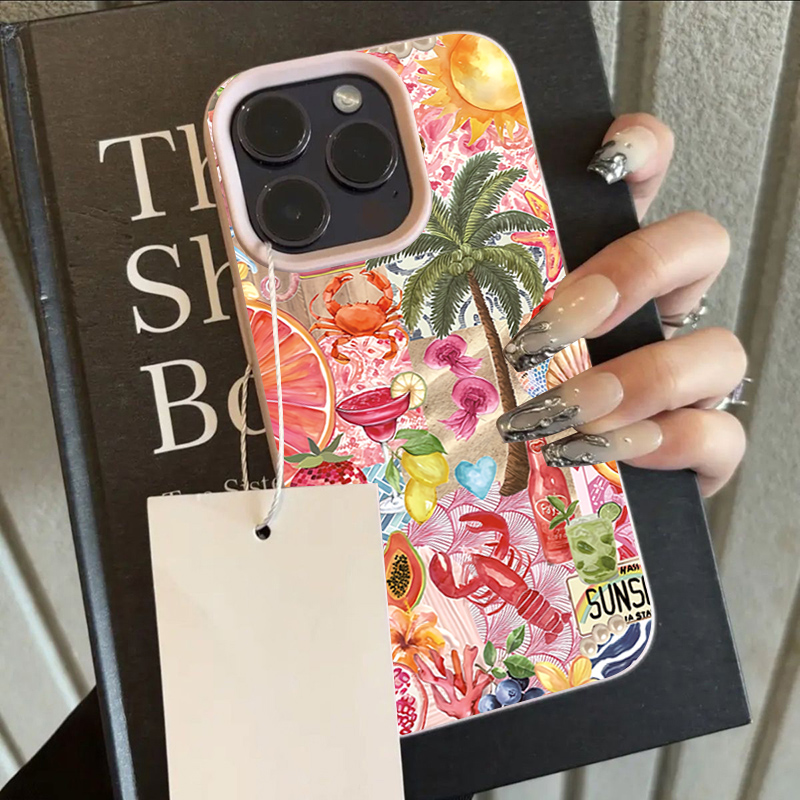 夏のビーチパーティーコラージュ柄ライチテクスチャスマホケース - Summer Closet のレビューと価格