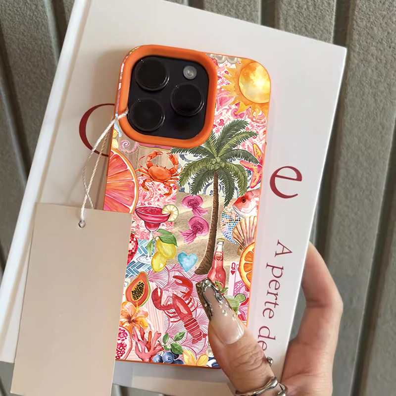 夏のビーチパーティーコラージュ柄ライチテクスチャスマホケース - Summer Closet のレビューと価格
